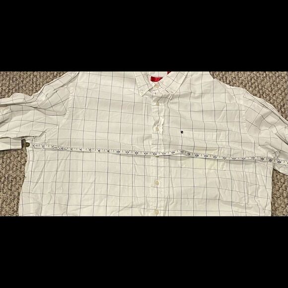 Men’s white / blue striped izod button down shirt - Picture 3 of 5